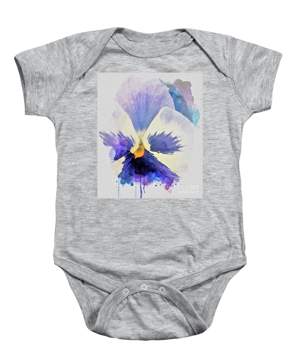 Watercolor Baby Onesie featuring the painting Purple Pansy by Tracey Lee Cassin