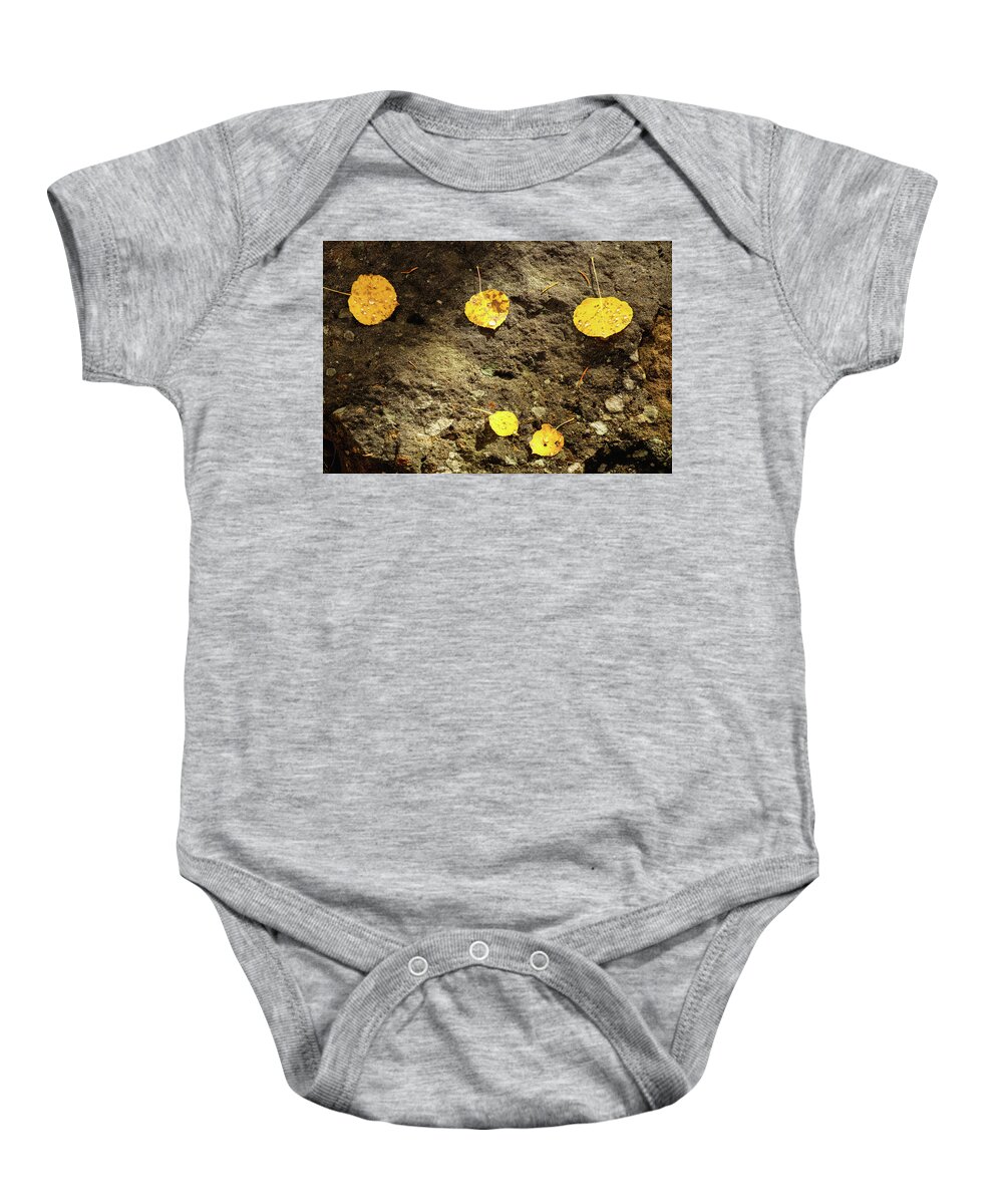 Aspens Baby Onesie featuring the photograph Rain Drops On Aspen Leaves by Johnny Boyd