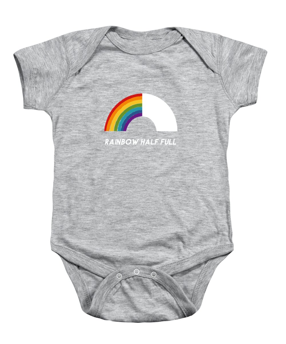 Rainbow Baby Onesie featuring the mixed media Rainbow Half Full- Art by Linda Woods by Linda Woods