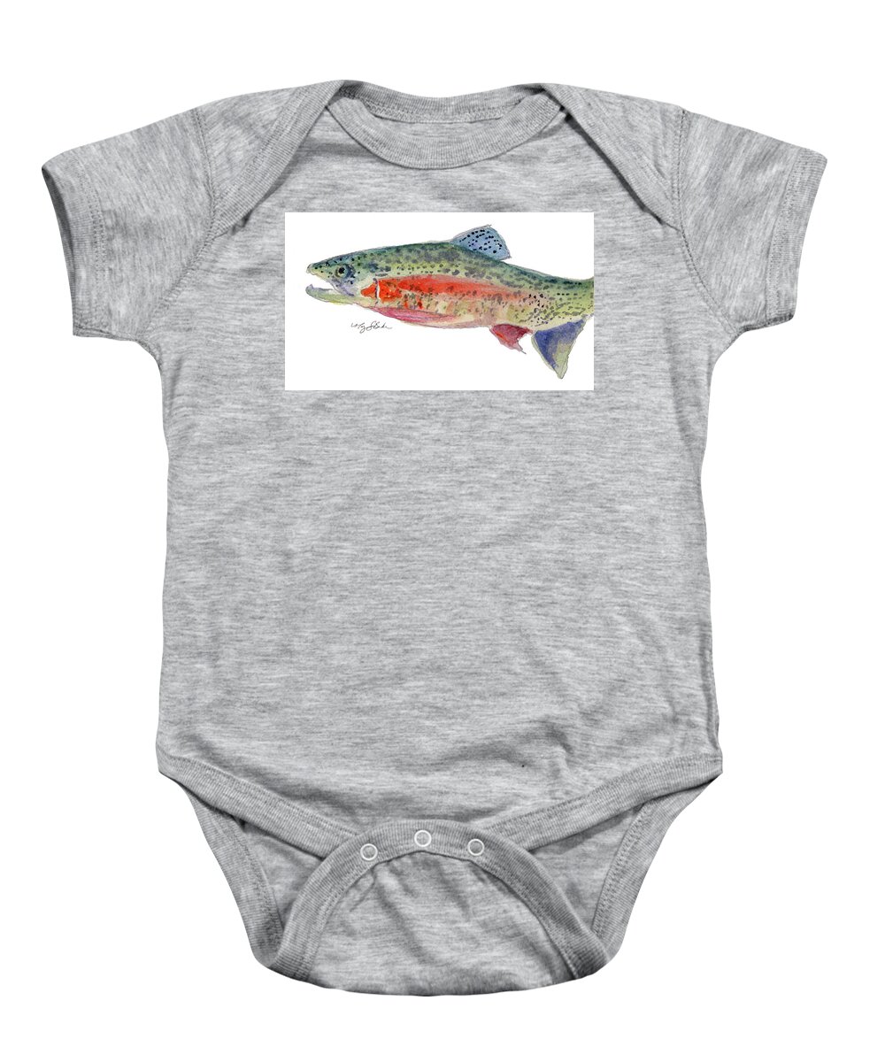 Fish Baby Onesie featuring the painting Rainbow by Mary Benke