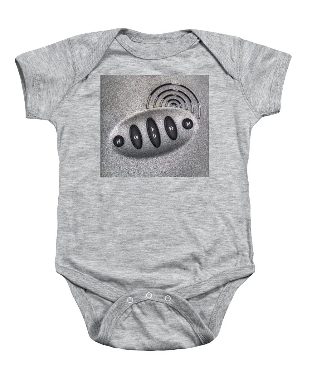 Control Baby Onesie featuring the photograph Rew Play Pause FF by Micah Offman