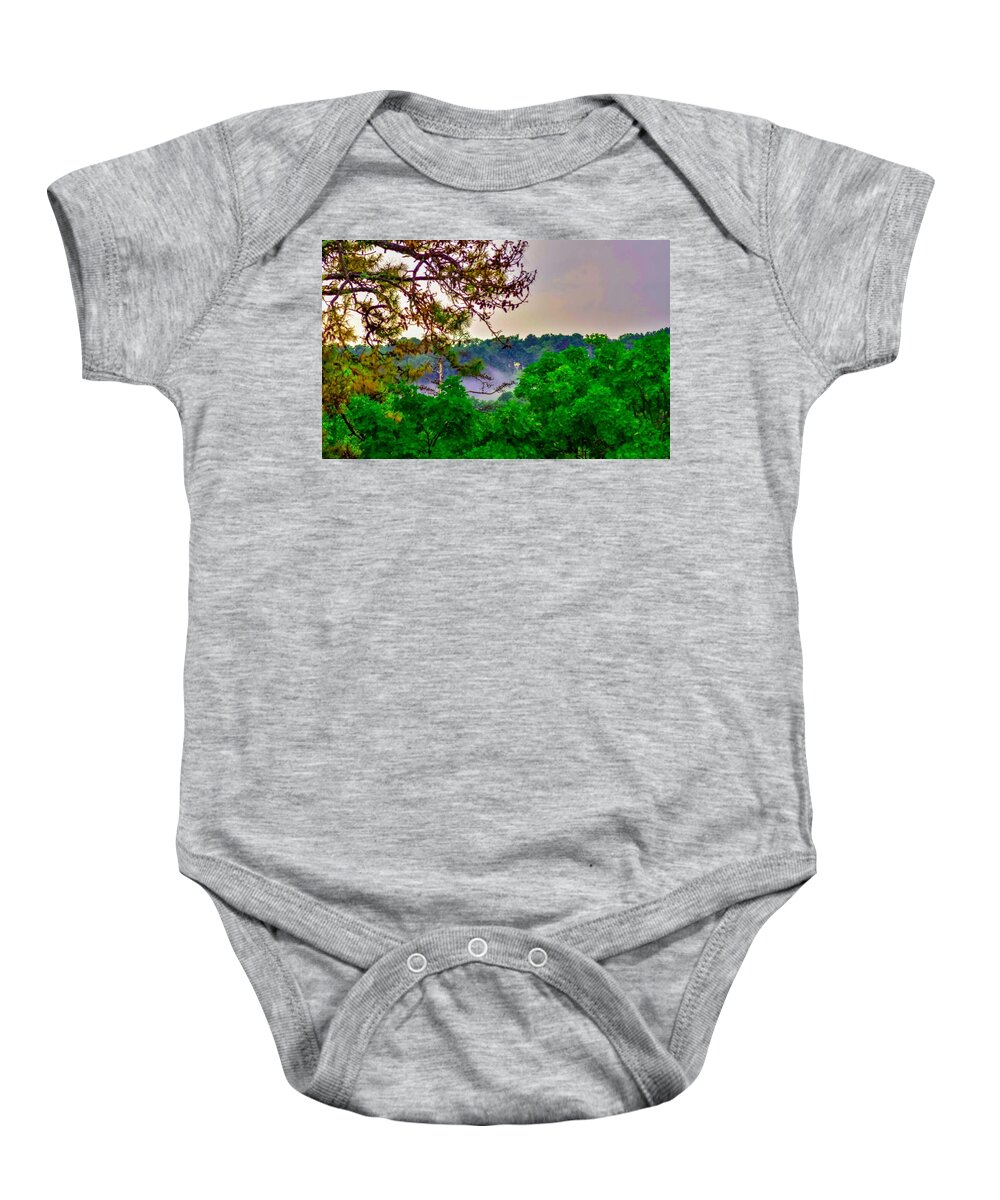 Landscape Photography Baby Onesie featuring the photograph Rising Mist by Kelly Thackeray