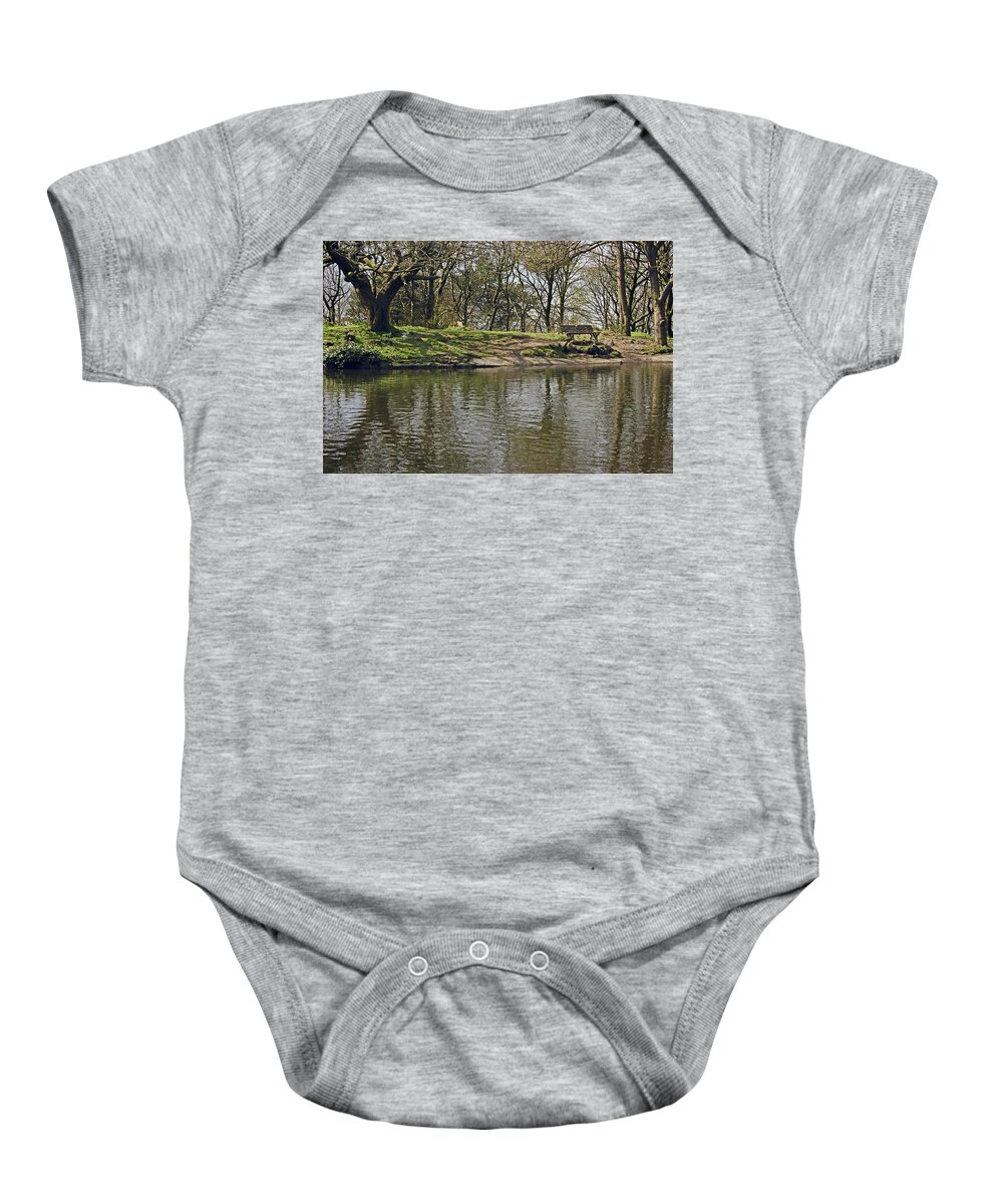 Rivington Baby Onesie featuring the photograph  RIVINGTON Japanese Pool Bench. by Lachlan Main