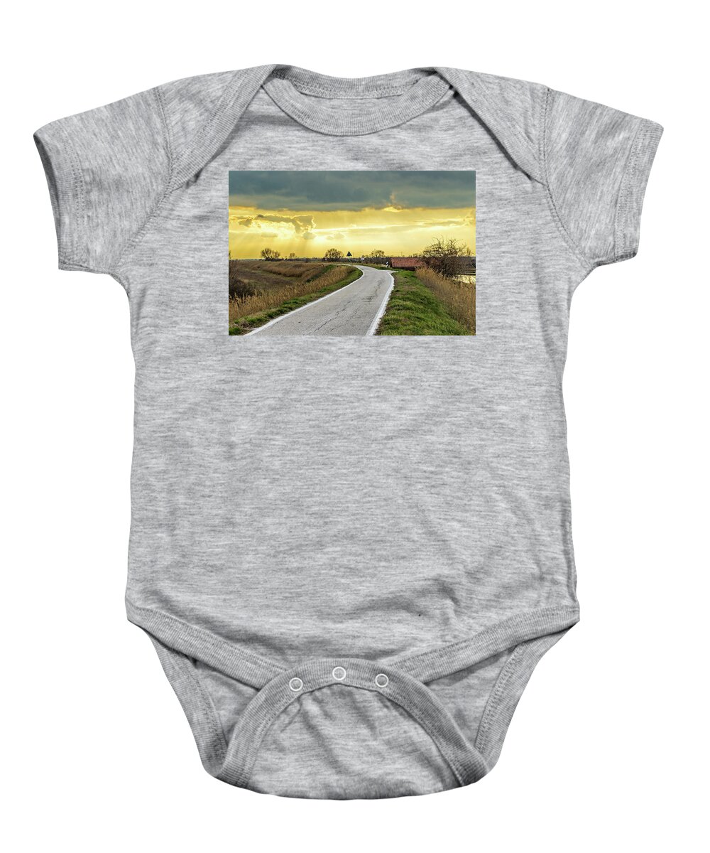 Italy Baby Onesie featuring the photograph Road Running Under Sunset by Vivida Photo PC