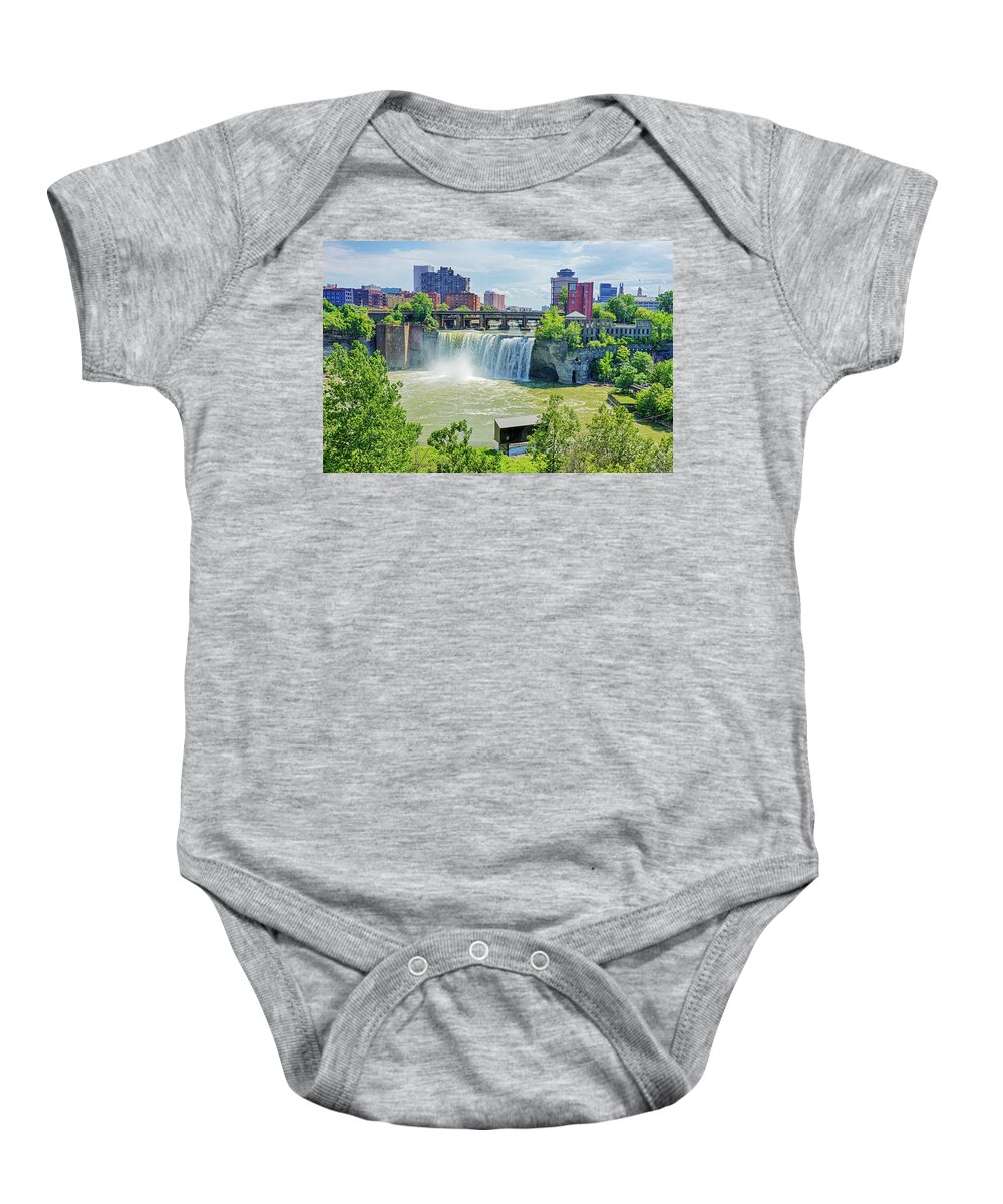 Rochester Baby Onesie featuring the photograph Rochester NY High Falls Waterfall by Toby McGuire