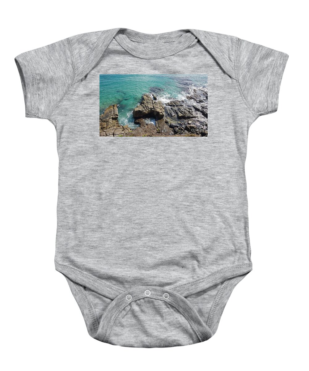 Landscape Baby Onesie featuring the photograph Rocks And Water by Cassy Allsworth