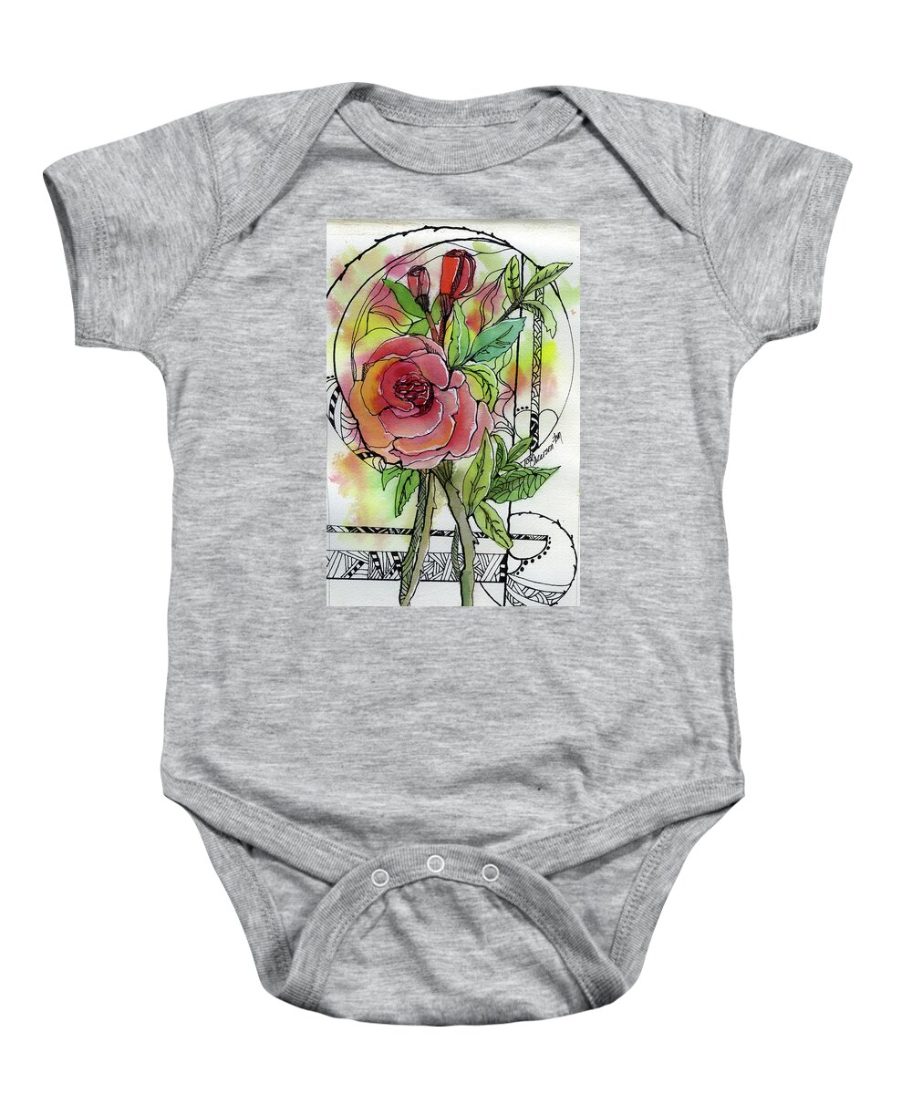 Floral Baby Onesie featuring the painting Rose is Rose by Joan Chlarson