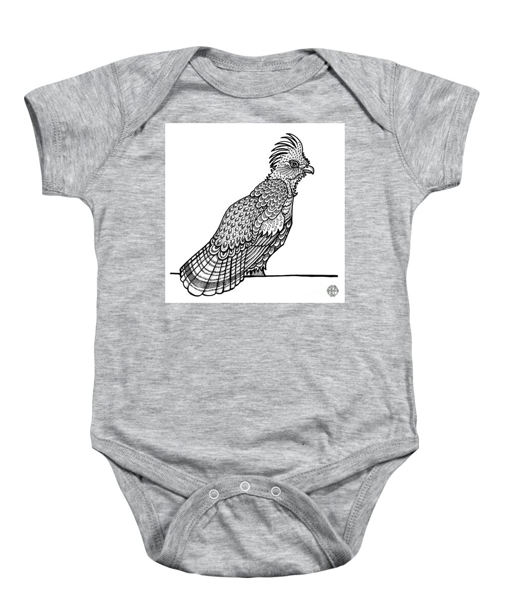 Animal Portrait Baby Onesie featuring the drawing Ruffed Grouse by Amy E Fraser
