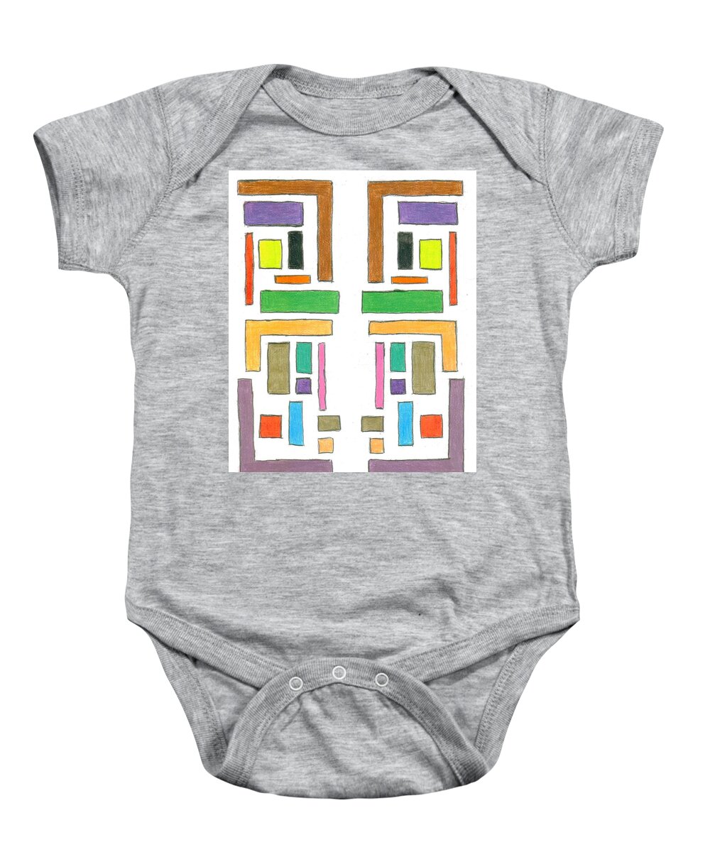 Colorful Bright Pattern Symmetry Symmetrical Baby Onesie featuring the painting Rug#4 by Alan Chandler