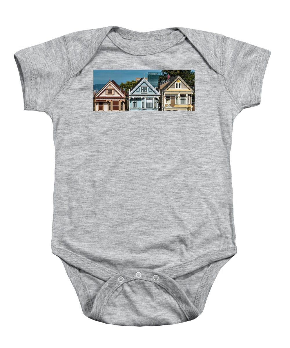 Painted Ladies Baby Onesie featuring the photograph San Francisco Painted Ladies by Ginger Stein