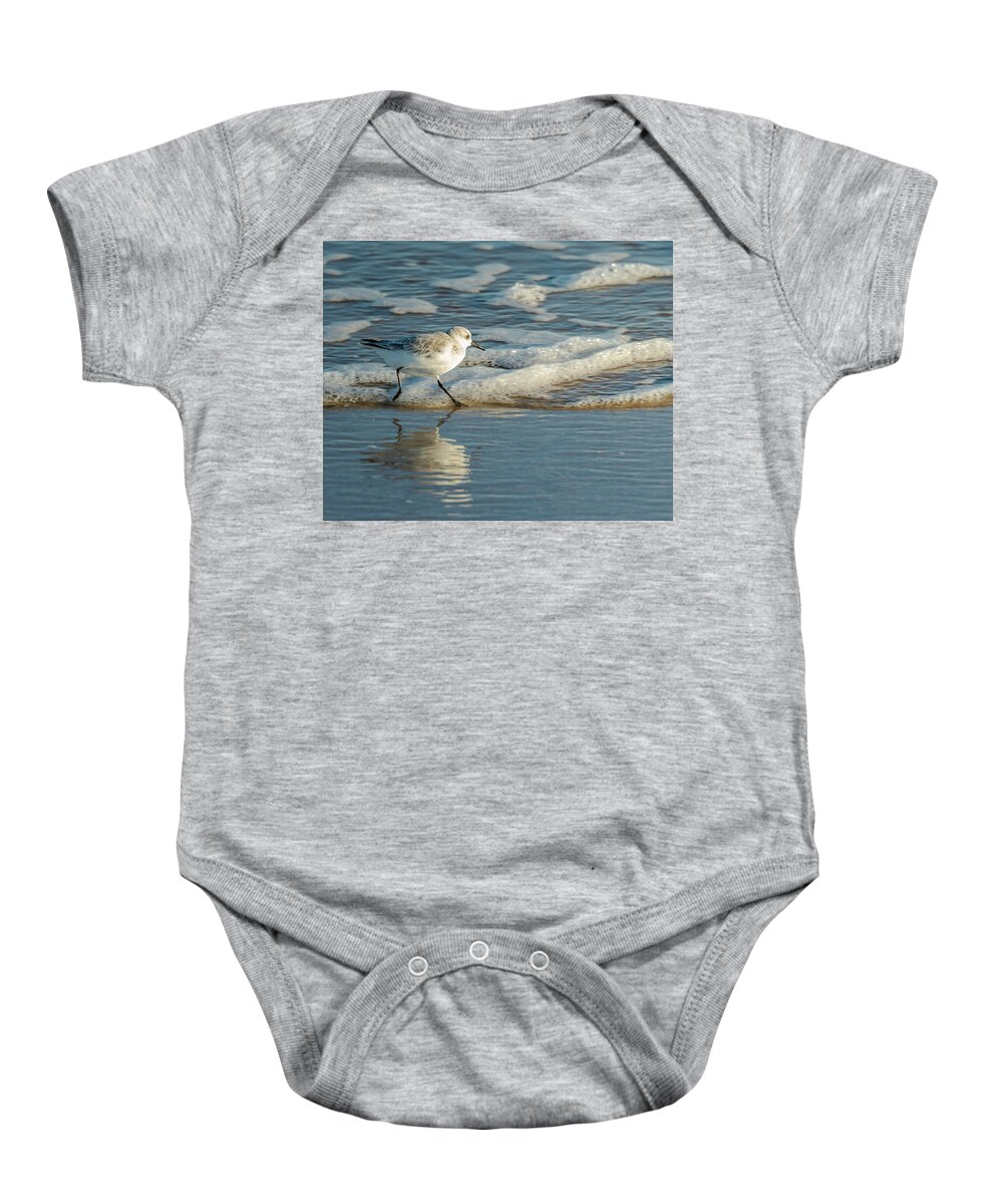 Sandpiper Baby Onesie featuring the photograph Sanderling at Assateague Island National Seashore by William Dickman