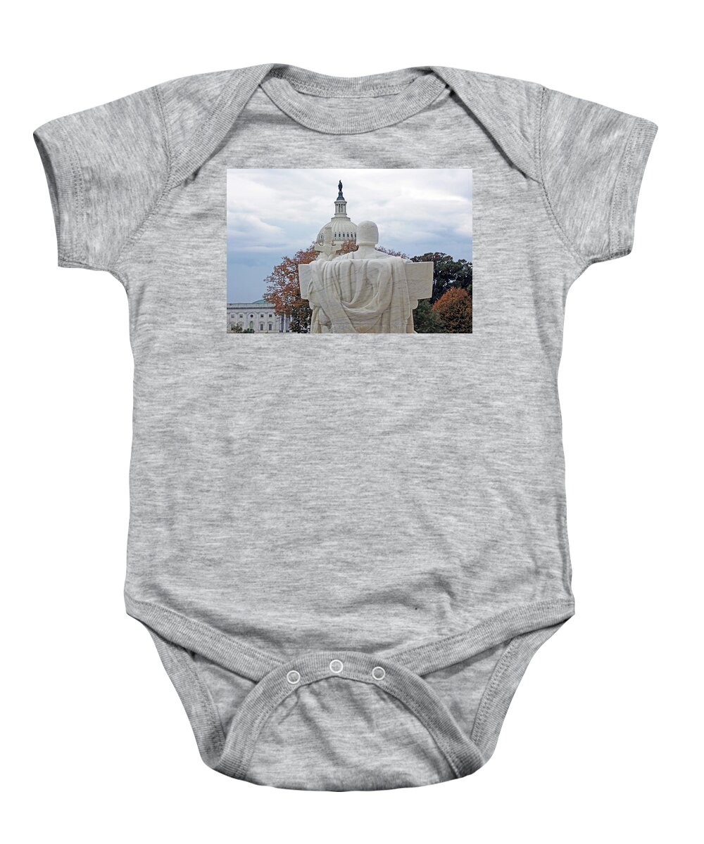 Capitol Baby Onesie featuring the photograph Seeing The Capitol From The Supreme Court by Cora Wandel