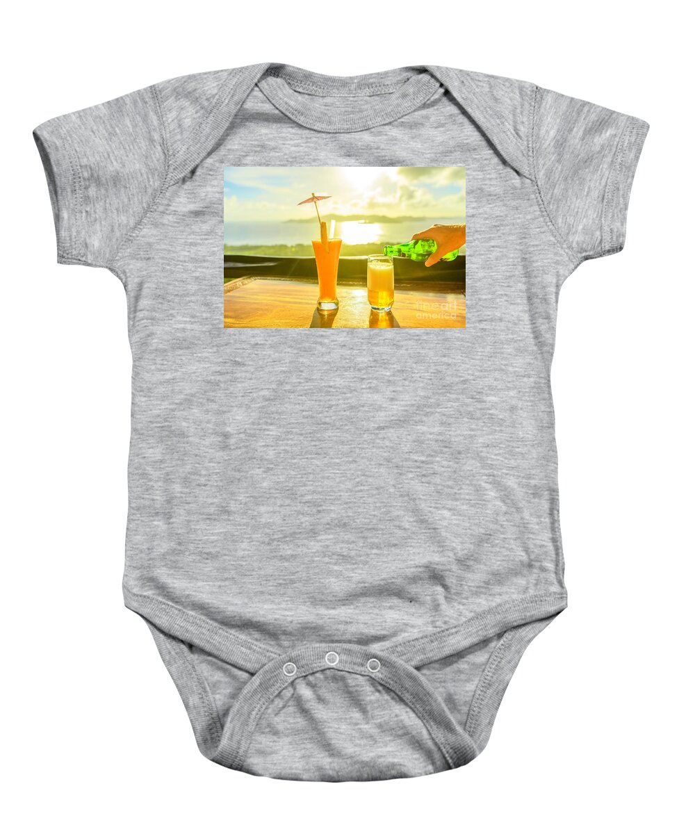 Cocktail Baby Onesie featuring the photograph Seychelles tropical cocktail by Benny Marty