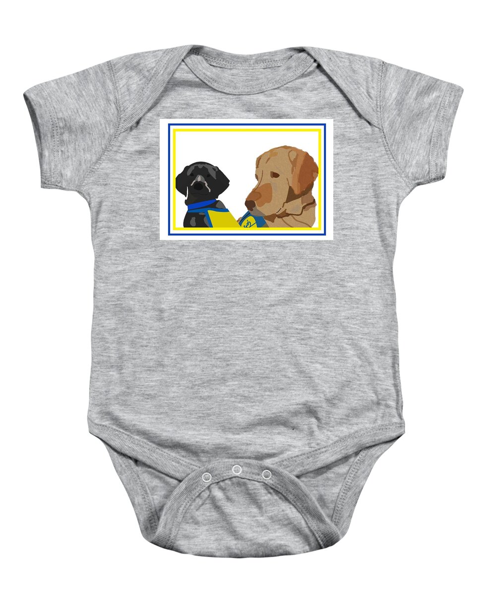 Labradors Baby Onesie featuring the digital art Shelly with Black Puppy by Caroline Elgin