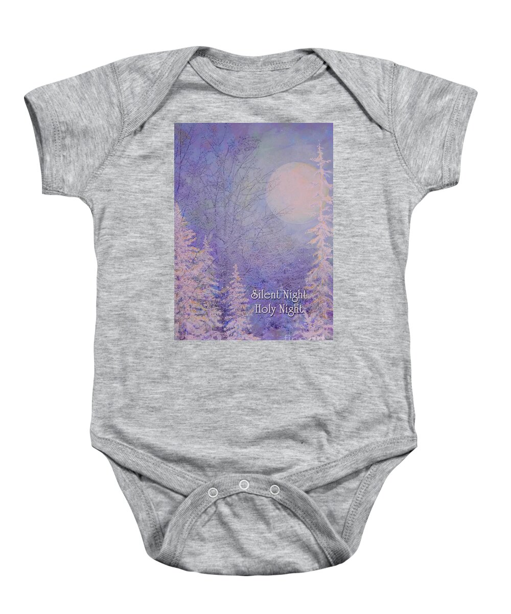 Christmas Card Baby Onesie featuring the mixed media Silent Night by Malanda Warner