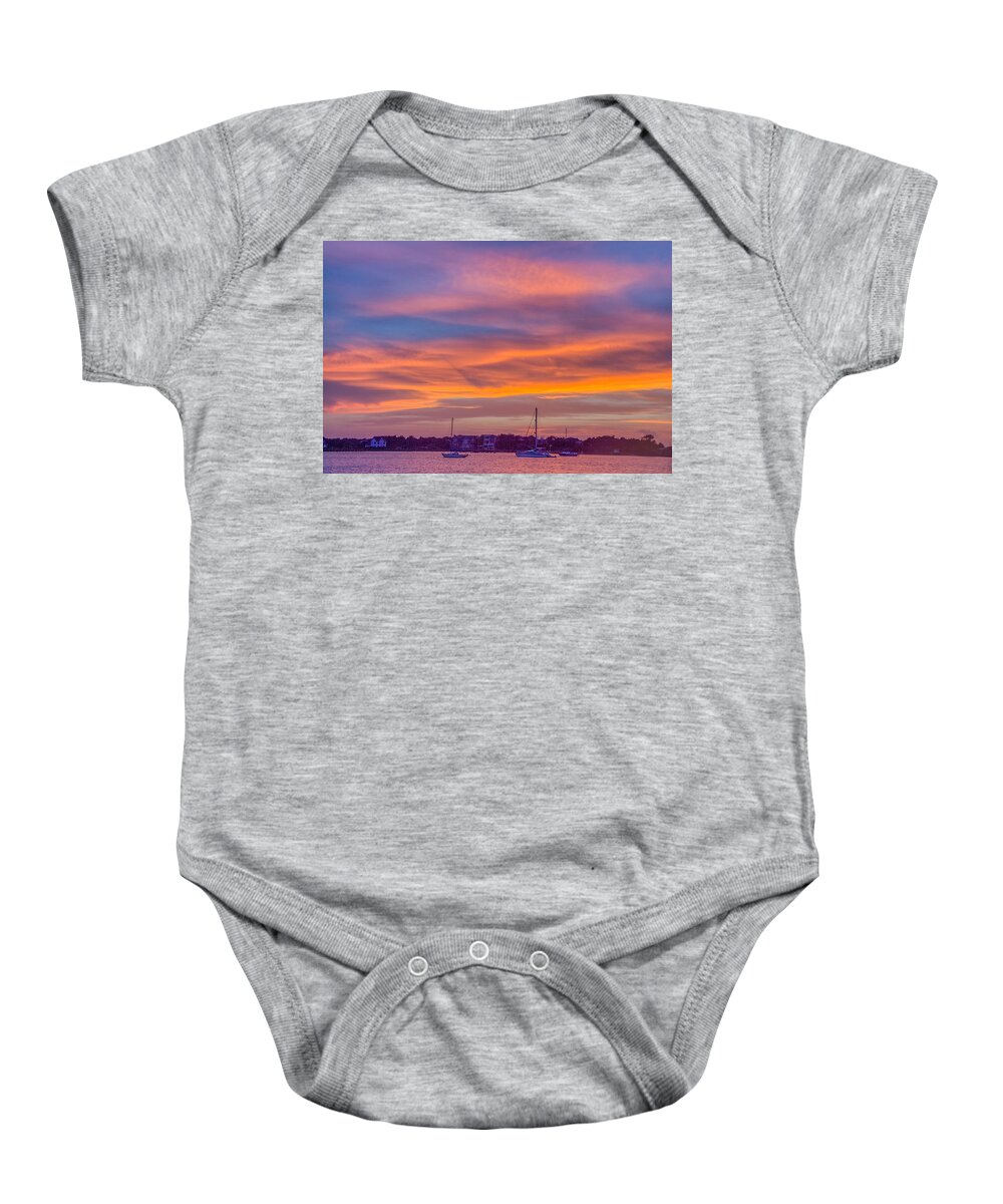 Sunset Baby Onesie featuring the photograph Silver Lake Sunset 2010-10 06 by Jim Dollar