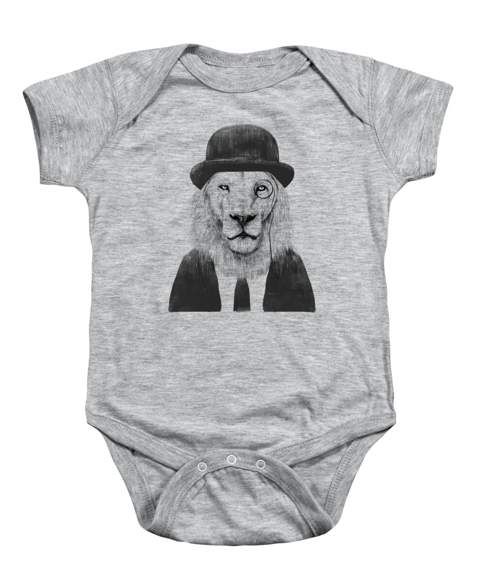 Lion Baby Onesie featuring the mixed media Sir lion by Balazs Solti