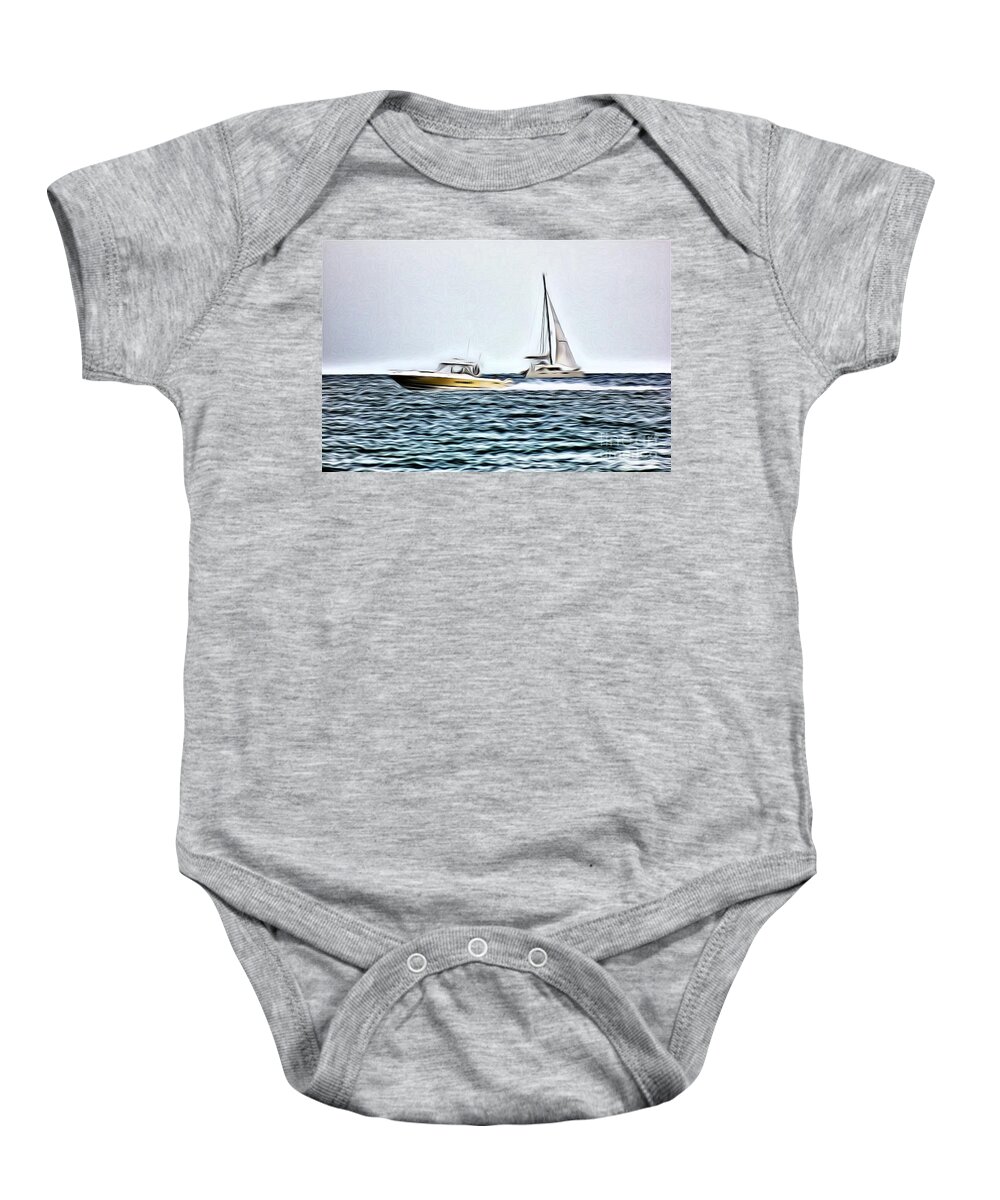 Boats Baby Onesie featuring the photograph Slow or Fast by Mesa Teresita