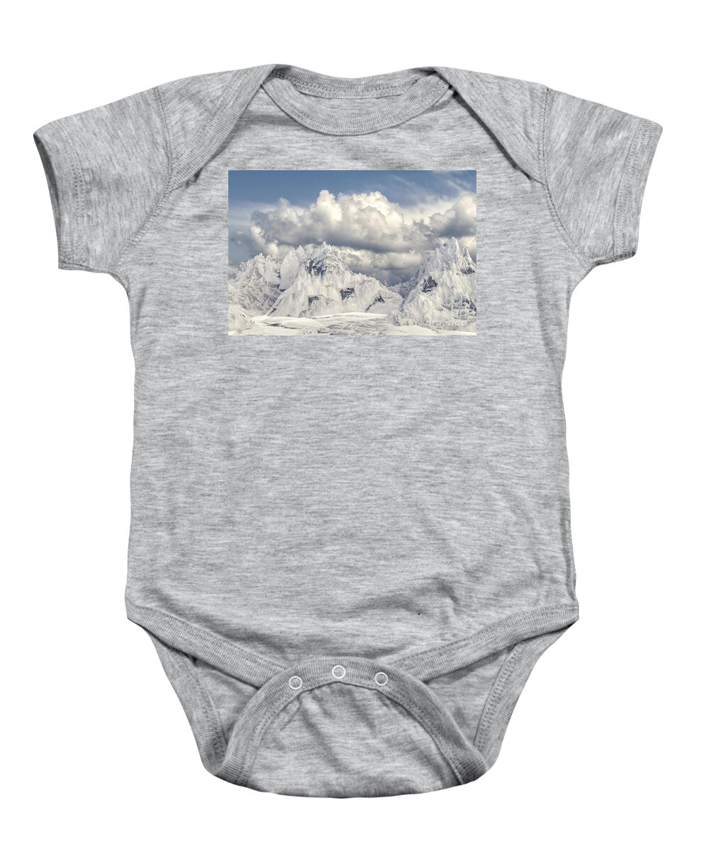 Clayton Baby Onesie featuring the digital art Snowy mountain 002 by Clayton Bastiani