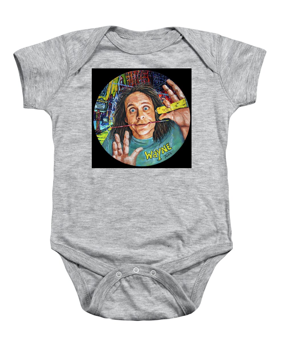 Round Baby Onesie featuring the painting So What's New and Exciting by Robert FERD Frank