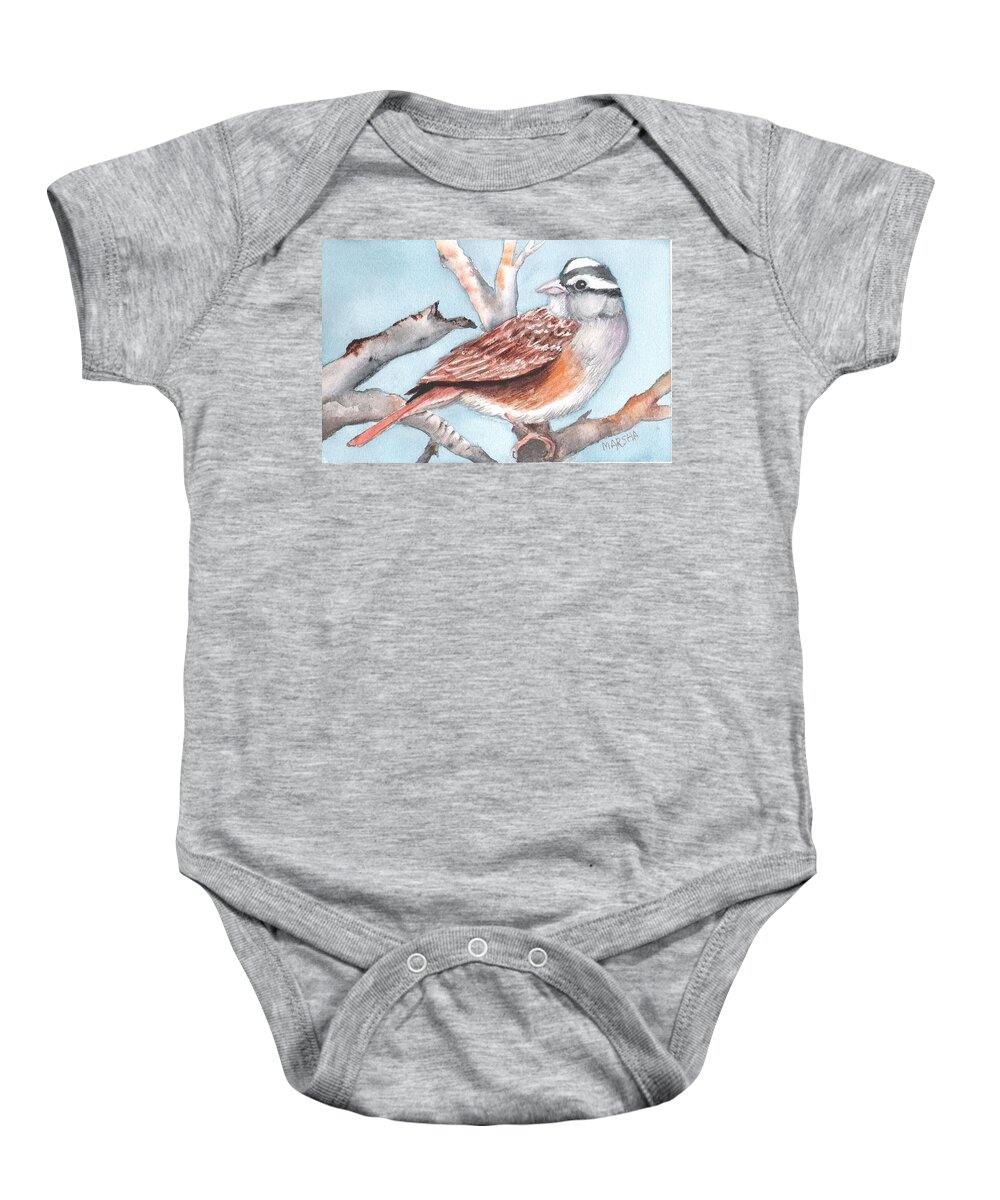 Nature Baby Onesie featuring the painting Sparrow by Marsha Woods