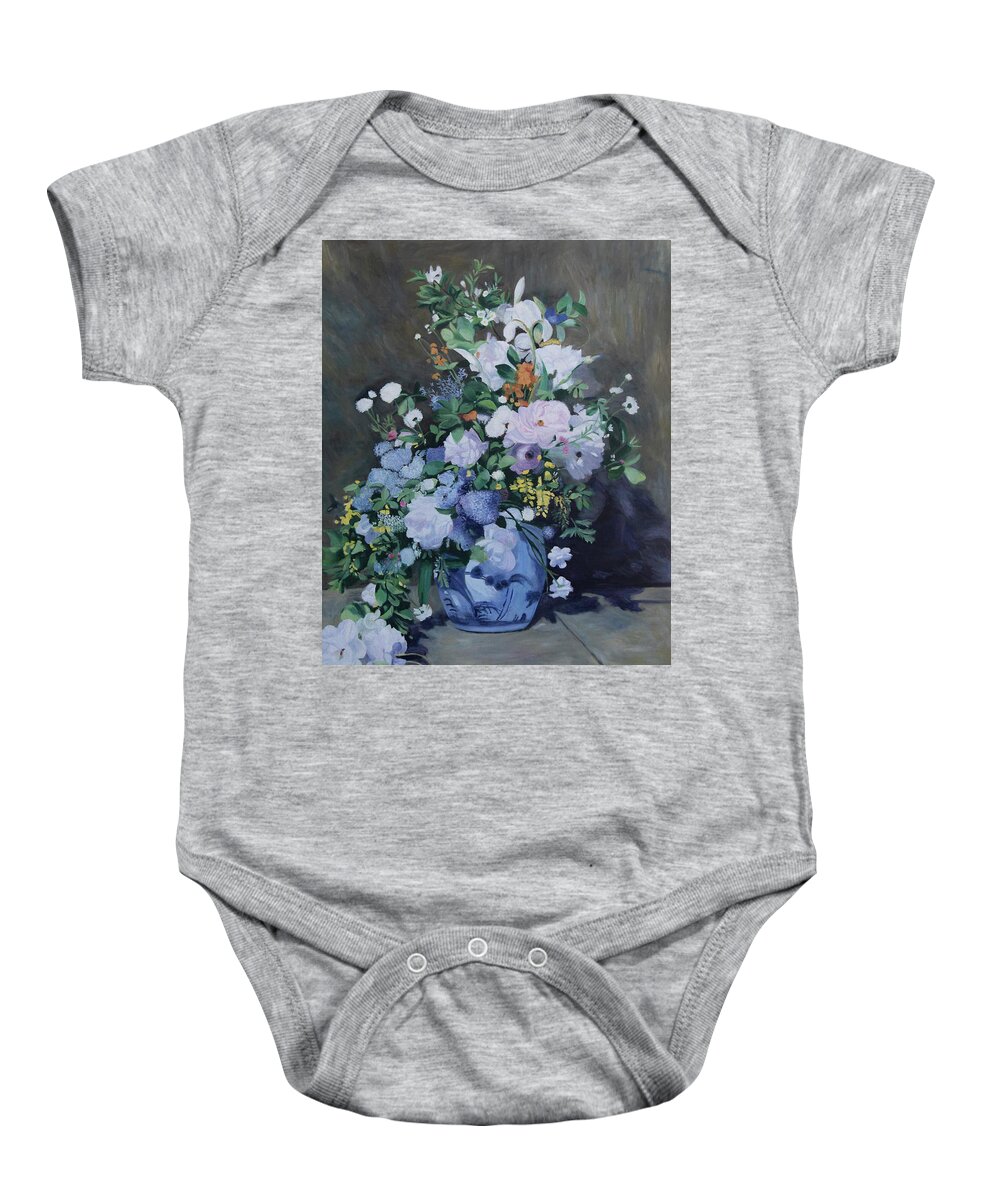 Renoir Baby Onesie featuring the painting Spring Bouquet - original size 1 by Masami IIDA