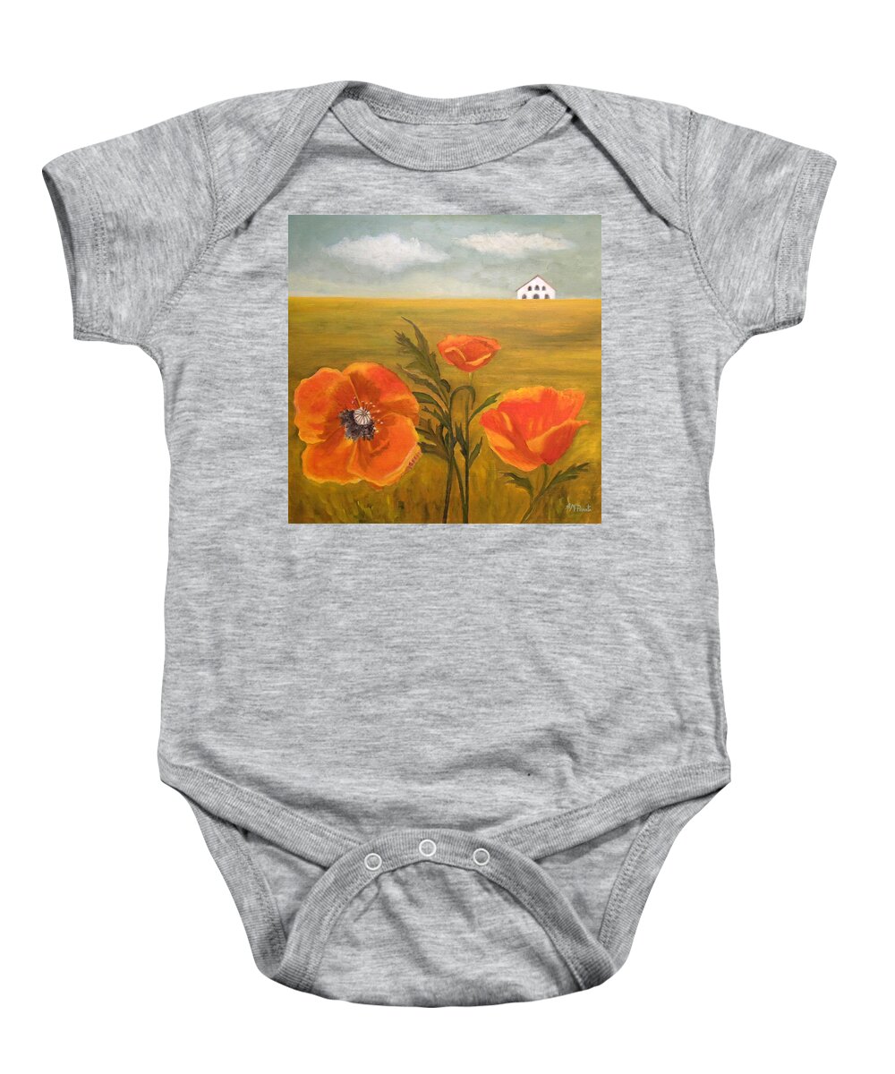 Poppies Baby Onesie featuring the painting Springtime Storm by Angeles M Pomata