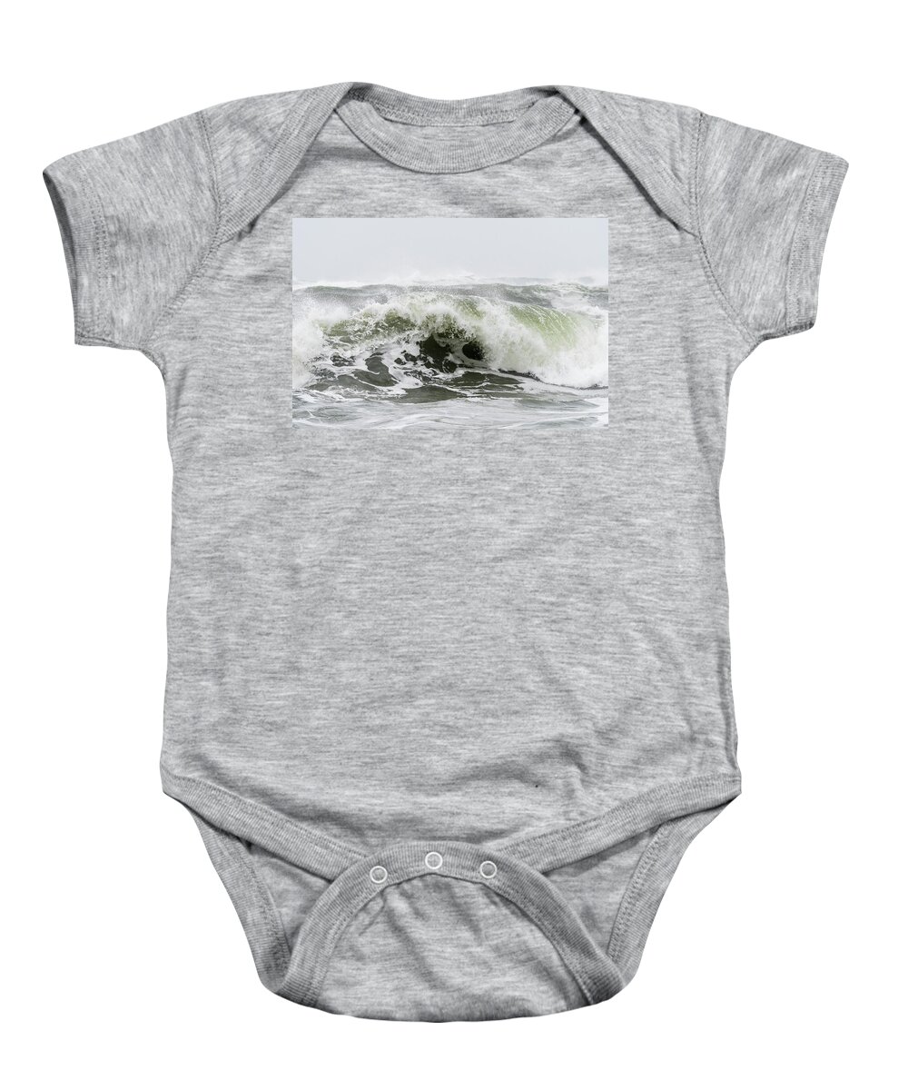 Coast Baby Onesie featuring the photograph Storm Surf Spray by Robert Potts