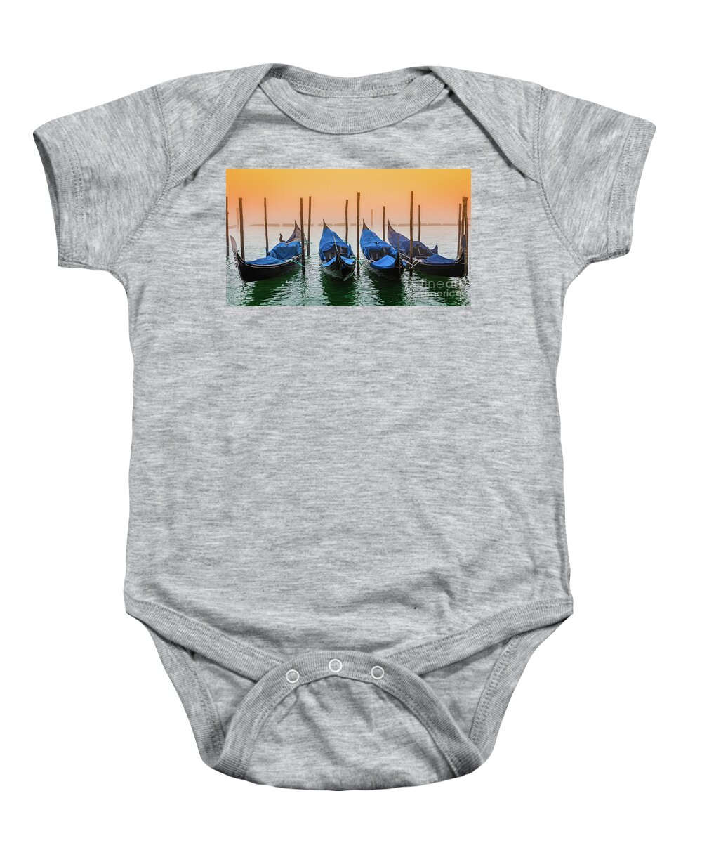 Sunset Baby Onesie featuring the photograph Sunset in Venice by Lyl Dil Creations