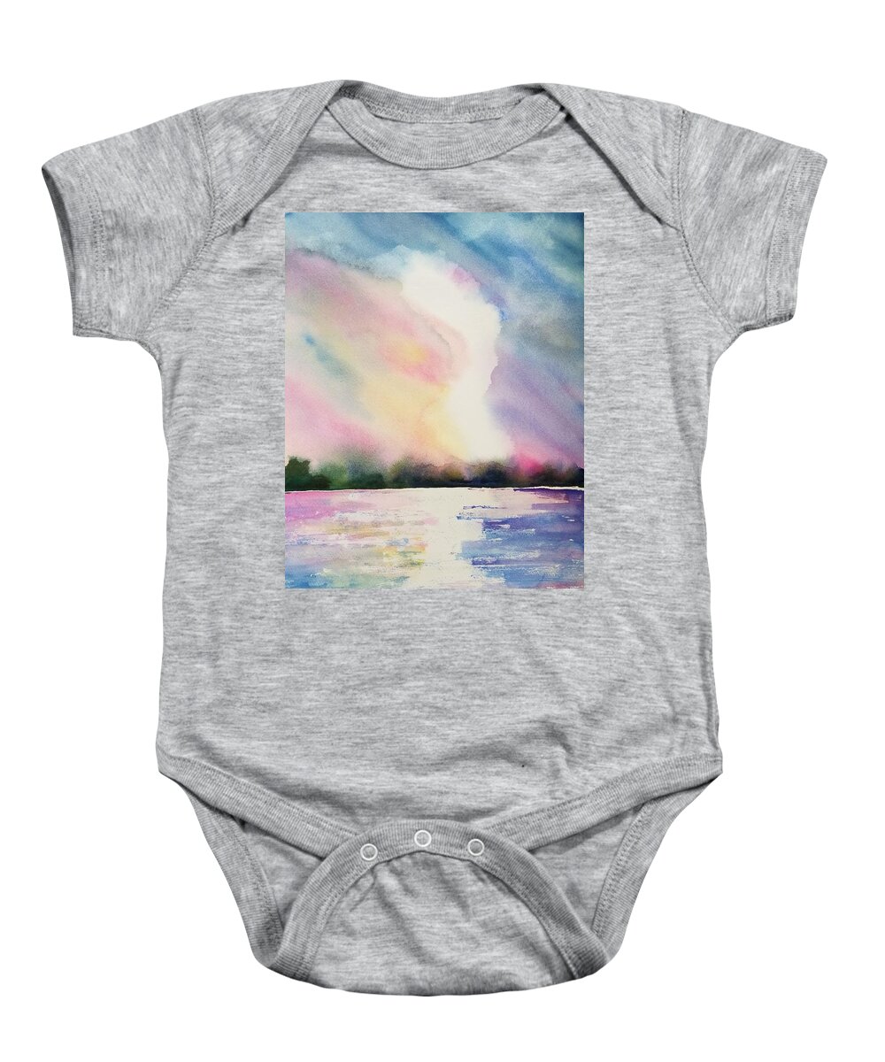 Sunset Baby Onesie featuring the painting Sunset of Your Dreams by Ann Frederick