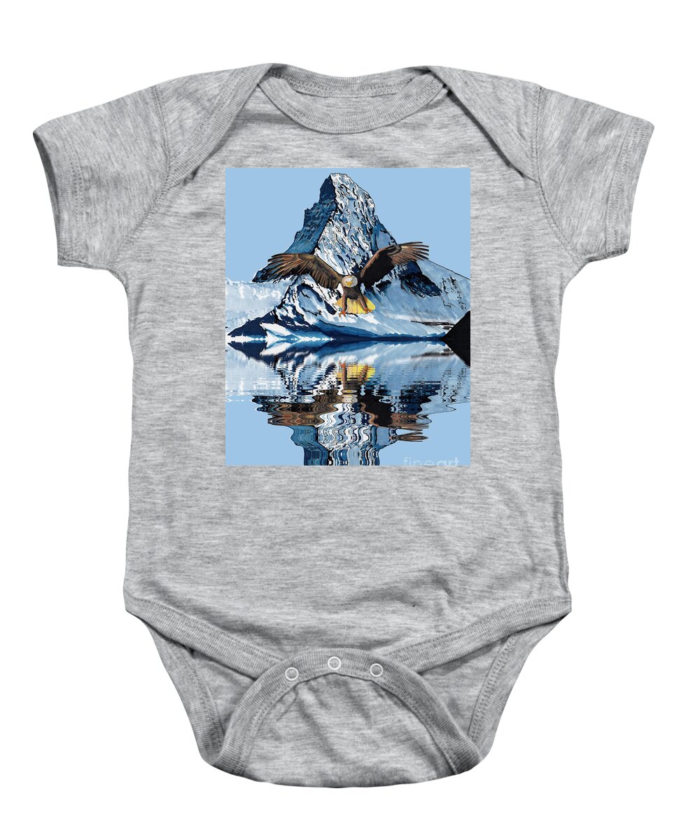 Eagle Baby Onesie featuring the drawing Swooping Eagle by Bill Richards