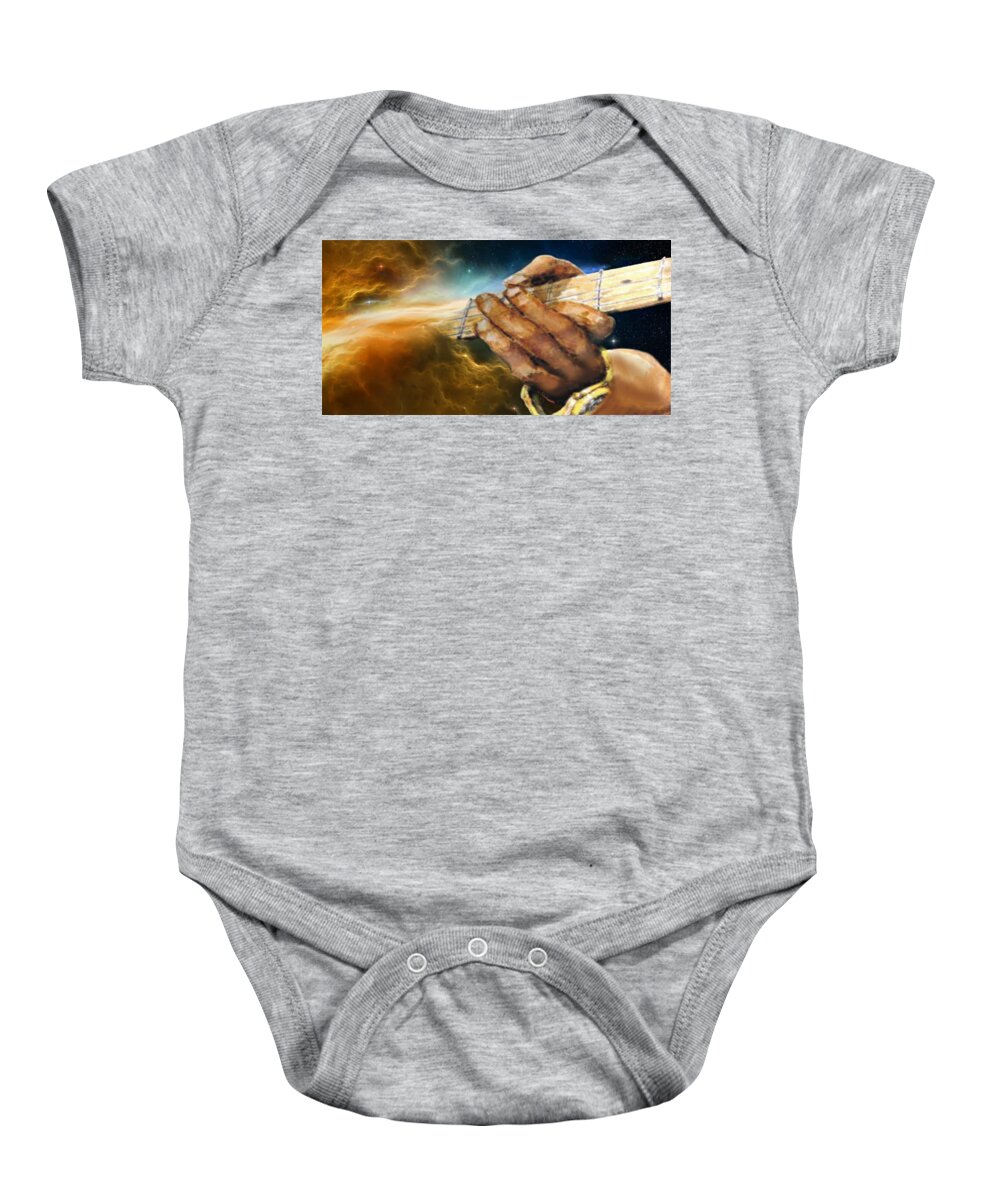  Baby Onesie featuring the mixed media Terry DeRouen, LA musician by Ric Rice