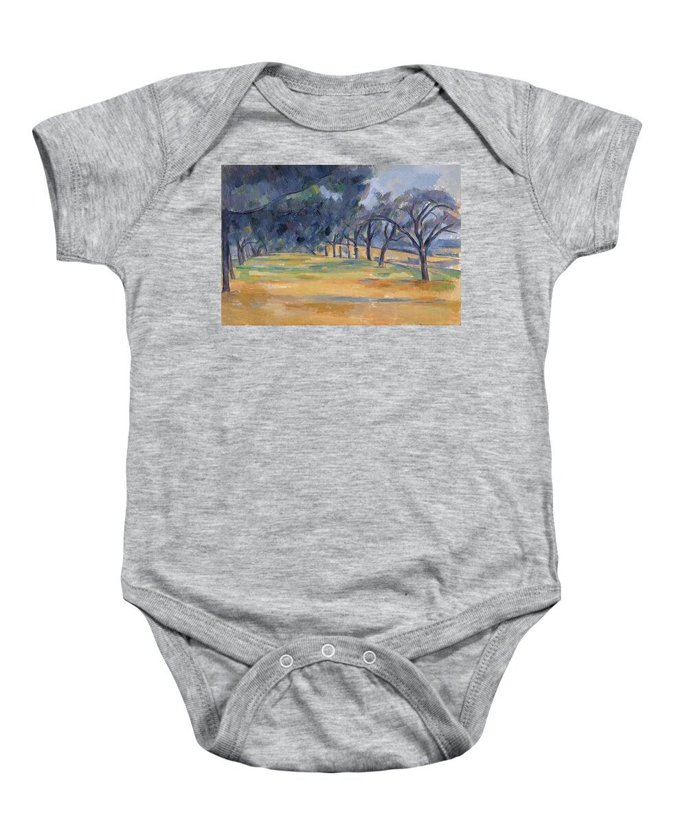 Paul Cezanne Baby Onesie featuring the painting The Allee at Marines by Paul Cezanne
