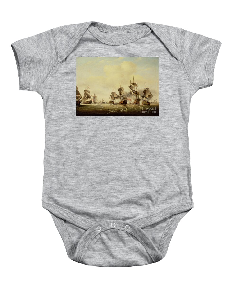 Battle Of Toulon Baby Onesie featuring the painting The Battle Of Toulon, 1780 by Thomas Luny
