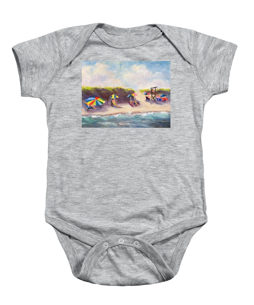 Summer Beach Baby Onesie featuring the painting The Beach Life by Barbara Hageman