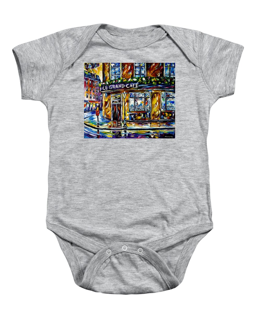 Parisian Cafe Baby Onesie featuring the painting The Cafe On The Corner by Mirek Kuzniar
