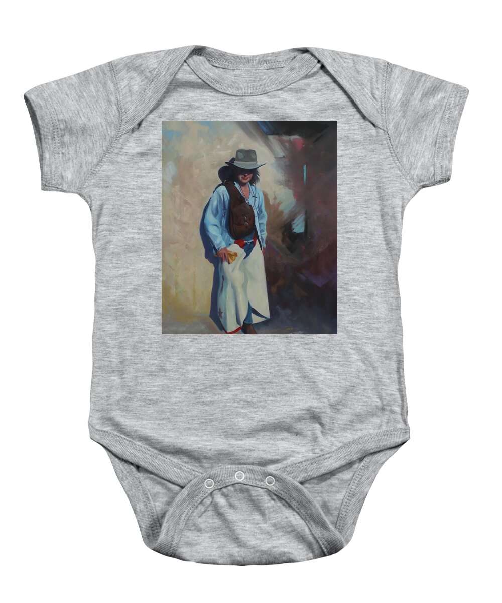 Firurative Art Baby Onesie featuring the painting The Cowgirl by Carolyne Hawley