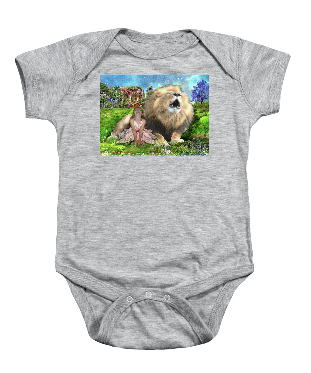 He Reigns Baby Onesie featuring the digital art The King and I by Dolores Develde