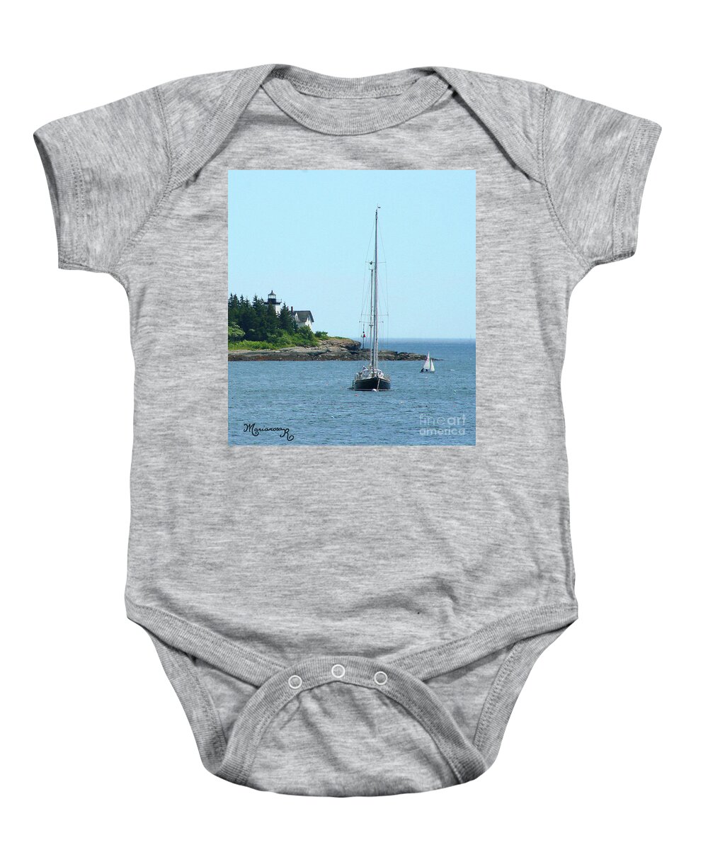 Coastline Baby Onesie featuring the photograph The Little Sailboat That Could by Mariarosa Rockefeller
