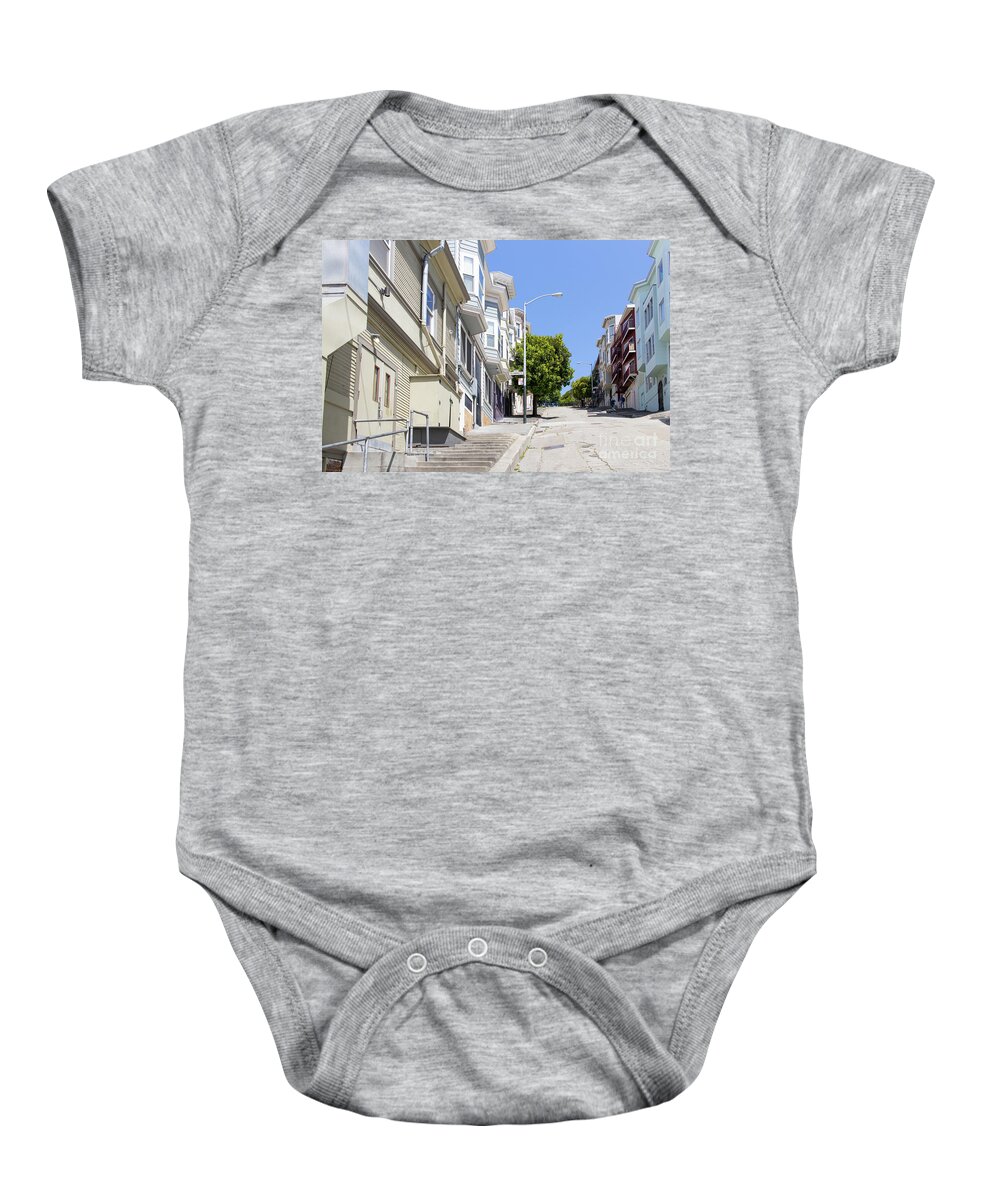 Wingsdomain Baby Onesie featuring the photograph The Peter Macchiarini Kearny Street Steps San Francisco R477 by Wingsdomain Art and Photography