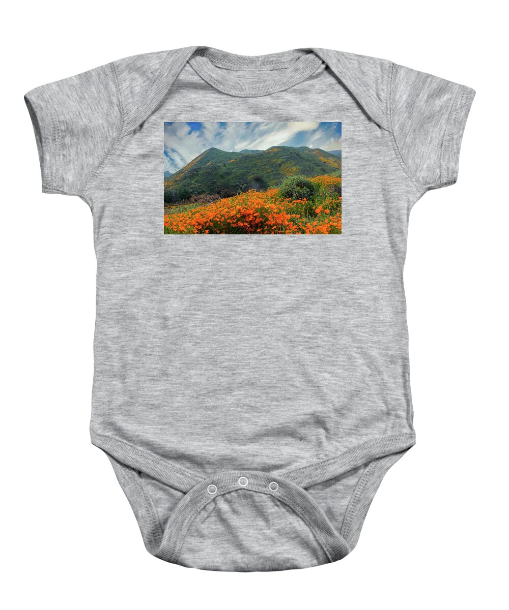Poppies Baby Onesie featuring the photograph The Poppies of Walker Canyon by Lynn Bauer