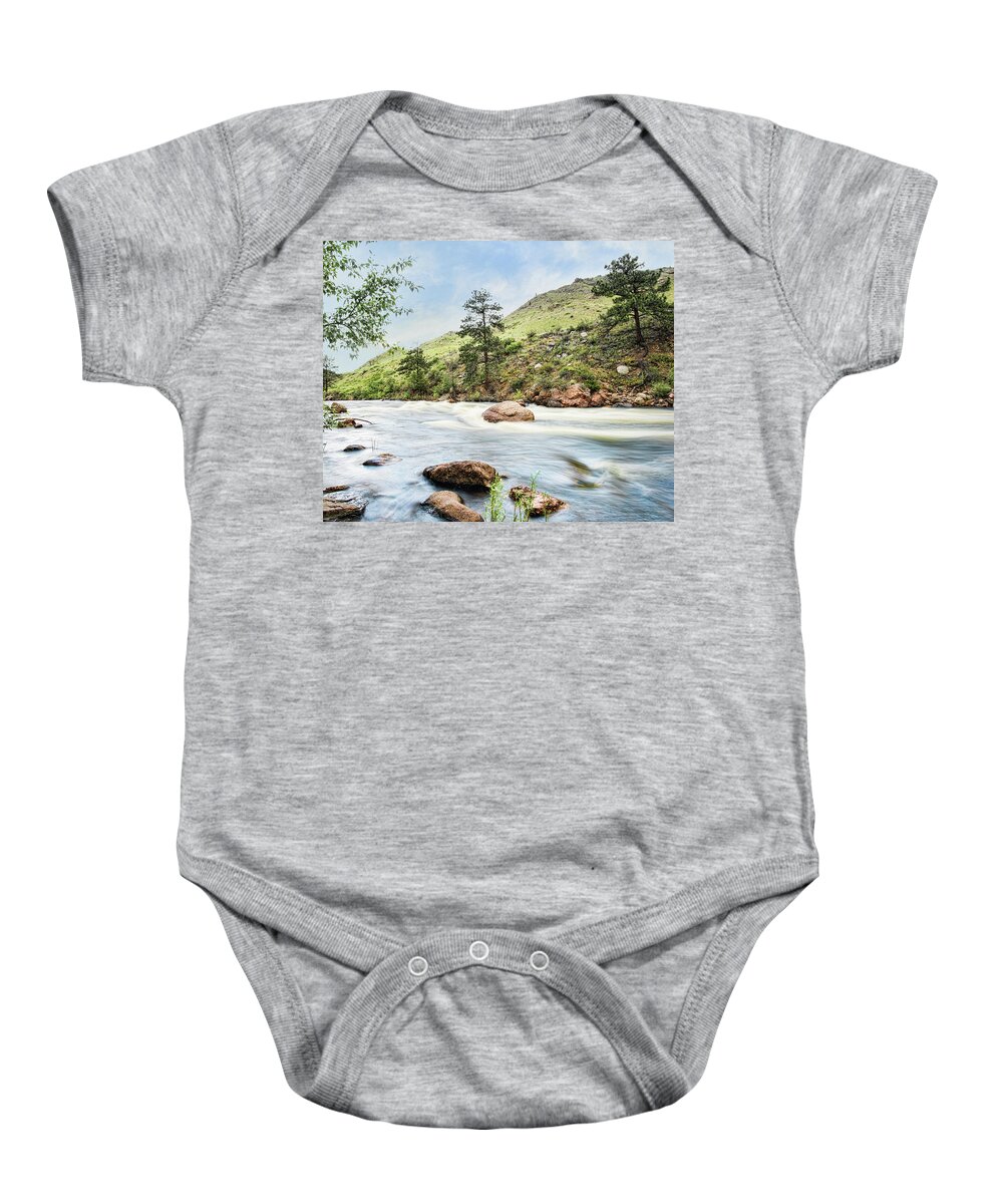 River Baby Onesie featuring the photograph The River Flows by Jennifer Grossnickle