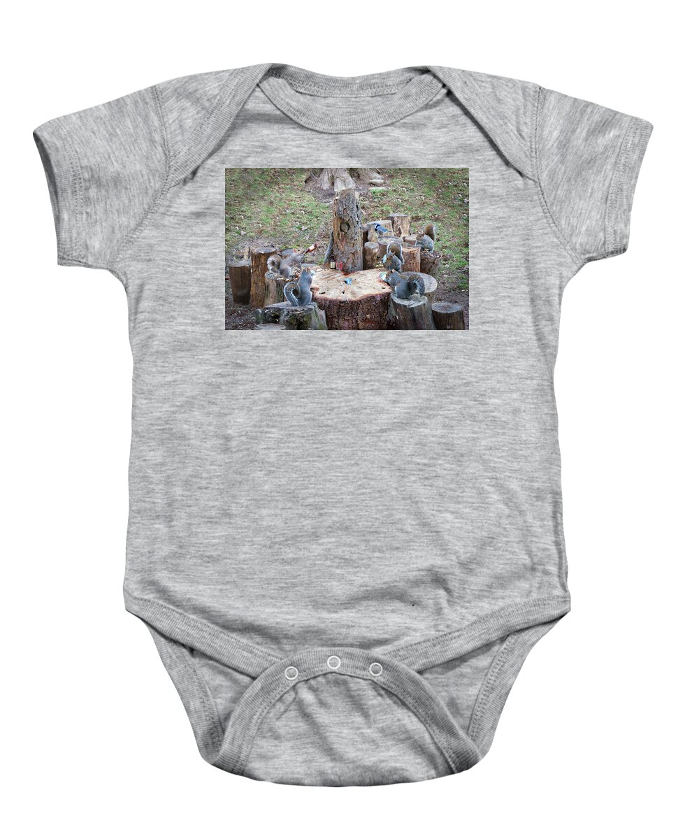 Squirrels Baby Onesie featuring the photograph Time to celebrate by Daniel Friend