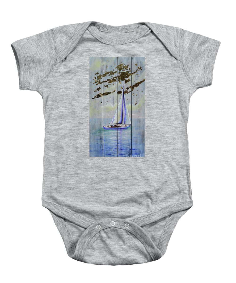 Boat Baby Onesie featuring the painting Time To Sail by Mary Scott