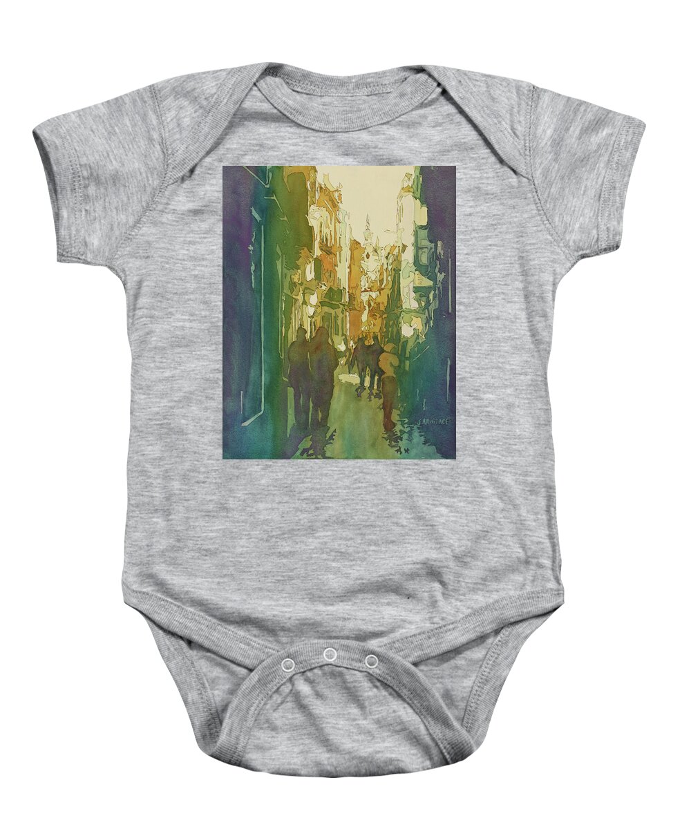 Seville Baby Onesie featuring the painting To the Cathedral by Jenny Armitage