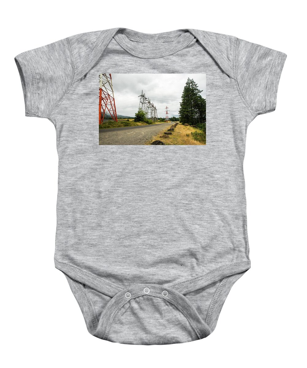 Towers And Trees Baby Onesie featuring the photograph Towers and Trees by Tom Cochran