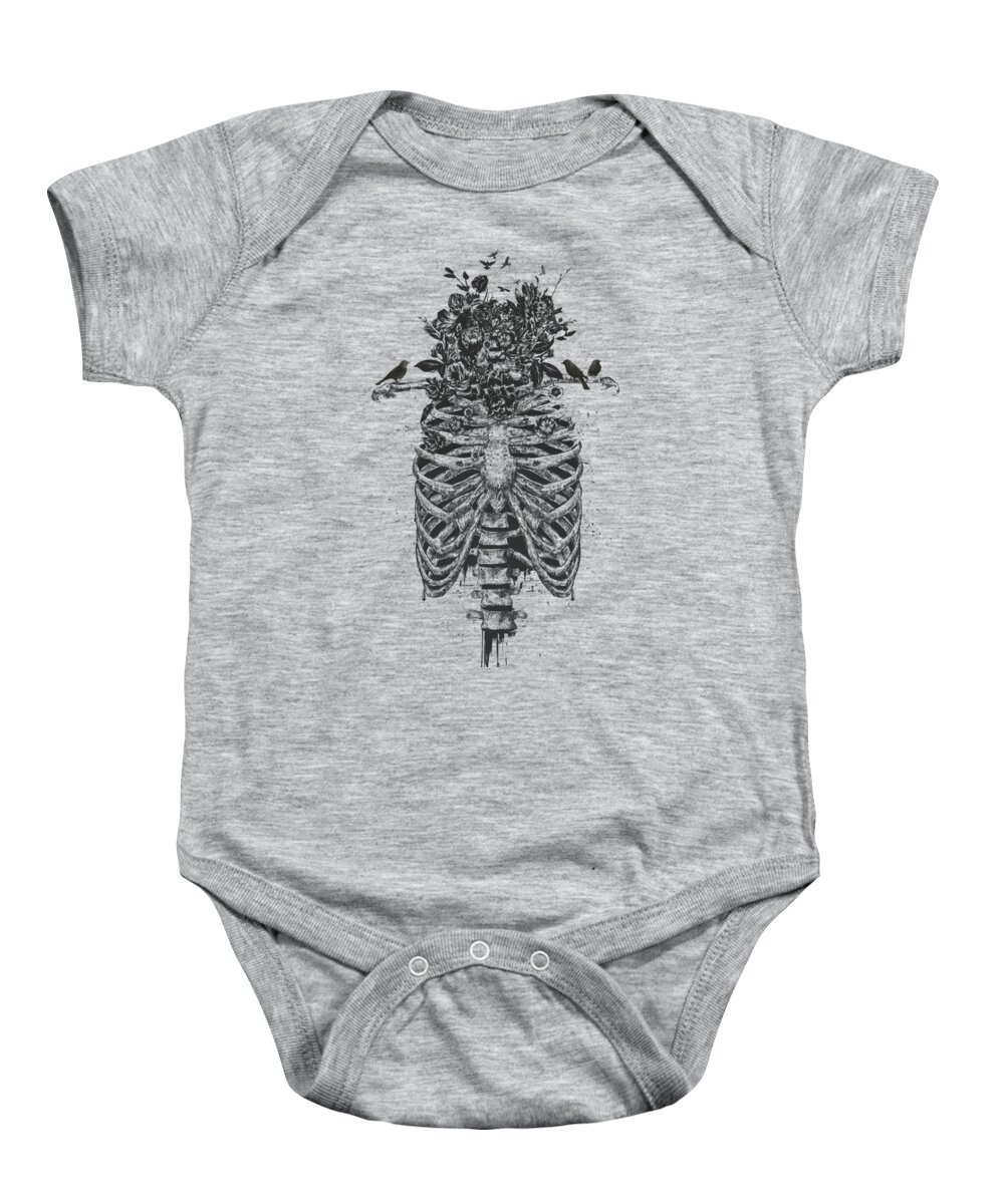Skeleton Baby Onesie featuring the drawing Tree of life by Balazs Solti
