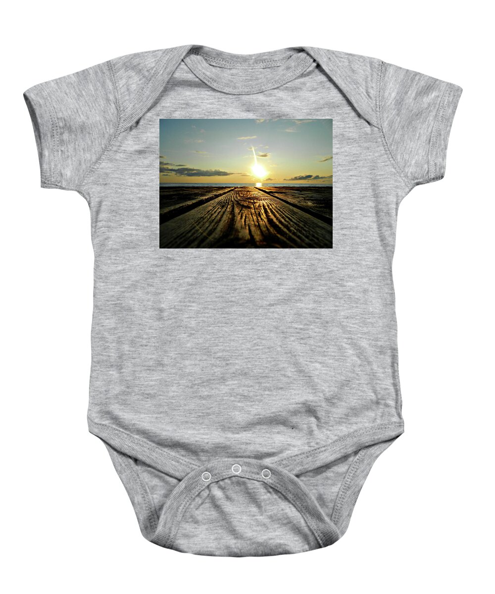 Turn The Quiet Up Baby Onesie featuring the photograph Turn The Quiet Up 2 by Cyryn Fyrcyd