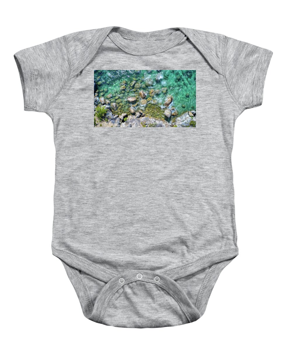 Lake Tahoe Baby Onesie featuring the photograph Turquoise Waters Top Down View Lake Tahoe Nevada by Anthony Giammarino