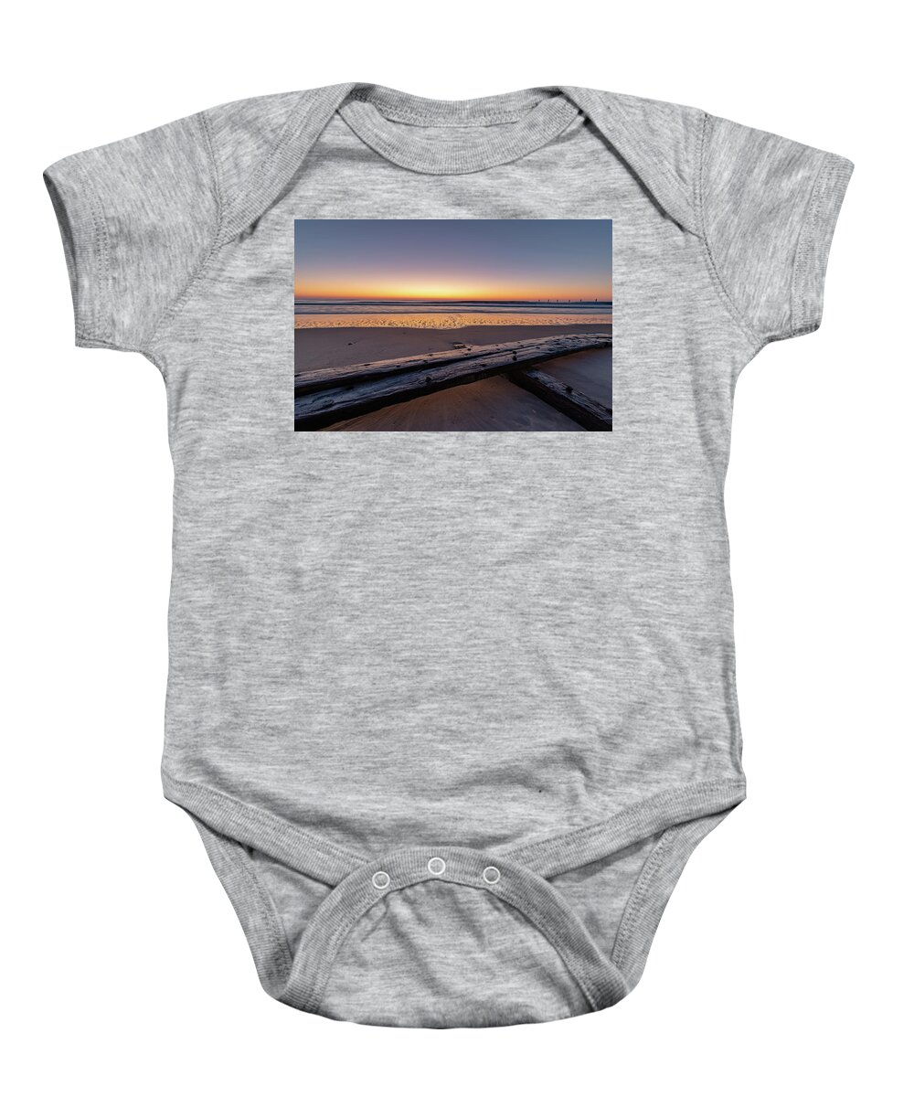 Shipwreck Baby Onesie featuring the photograph Twilight Assateague Island Shipwreck III by William Dickman